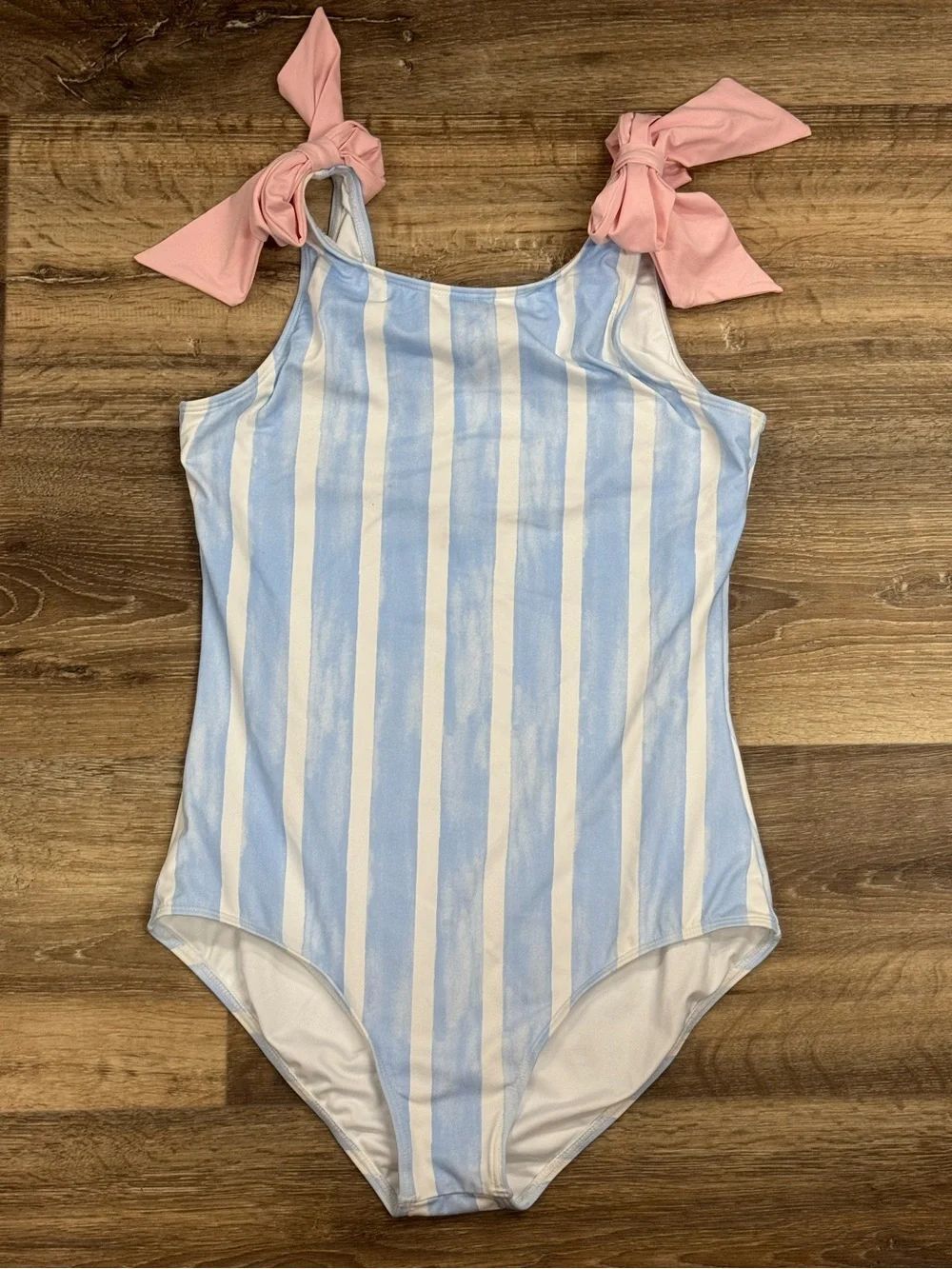 The Beaufort Bonnet Company Striped Bow One Piece Swimsuit Girls 14
